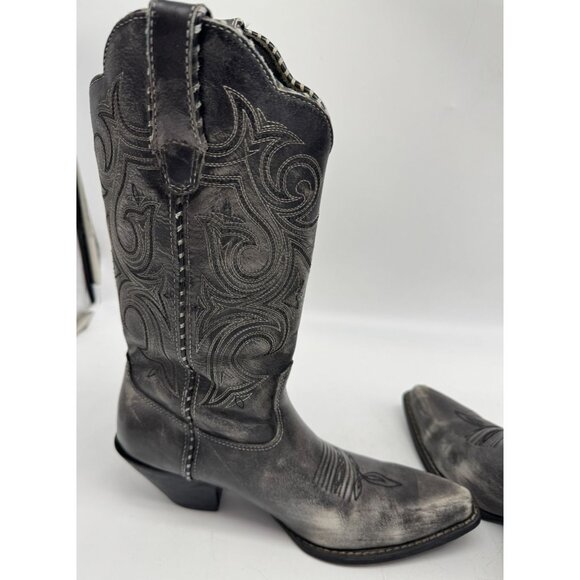 Durango Womens Crush Scalloped Cowboys Boots Size 7.5M Black 11" Western Leather - Picture 10 of 14